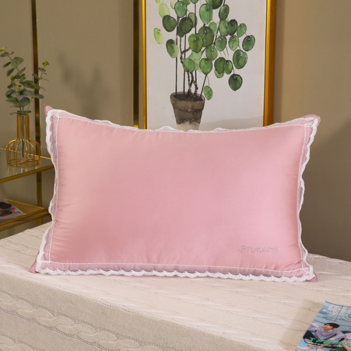 91家纺网 家纺一手货源 找家纺 (总)枕之坊 2021新款玻尿酸蕾丝水钻羽丝枕48×74cm