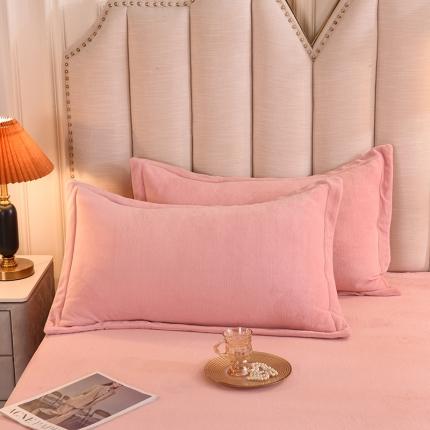 91家纺网 家纺一手货源 找家纺 甜之梦 2025新款牛奶绒单品枕套一对淡粉