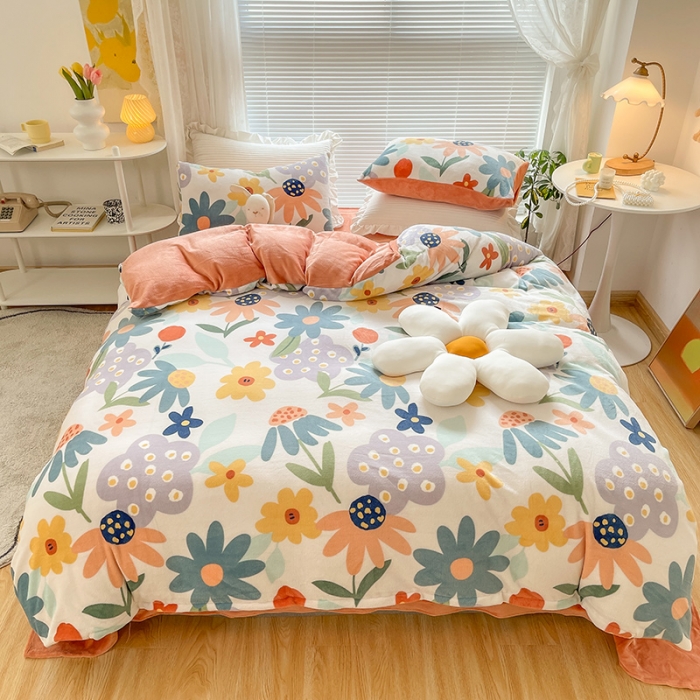 91家纺网 家纺一手货源 找家纺 （总）金爱家 2021新款牛奶绒暖边四件套