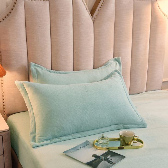 91家纺网 家纺一手货源 找家纺 甜之梦 2025新款牛奶绒单品枕套一对嫩绿