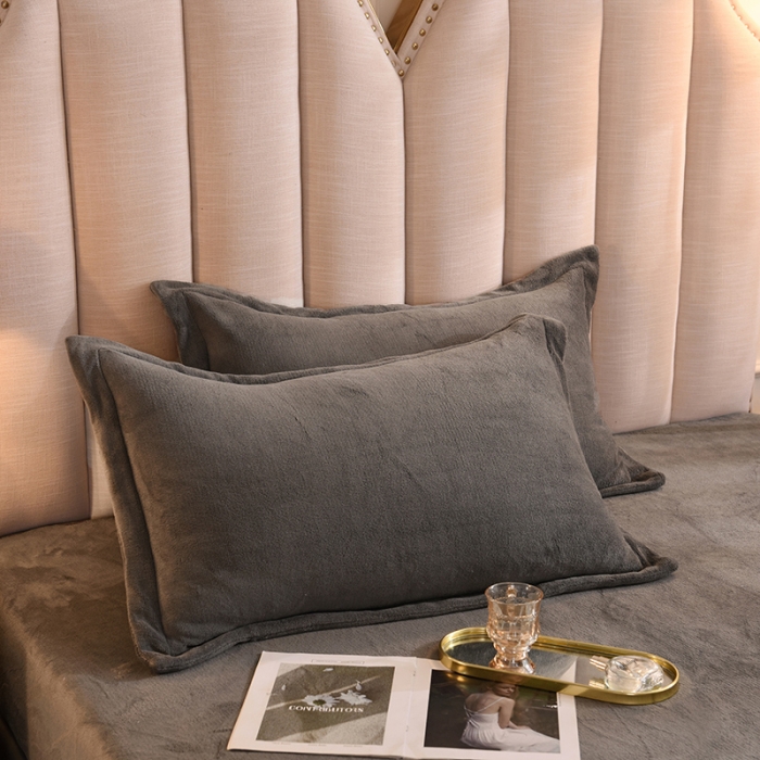 91家纺网 家纺一手货源 找家纺 甜之梦 2025新款牛奶绒单品枕套一对深灰