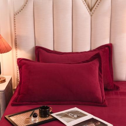 甜之梦 2025新款牛奶绒单品枕套一对洋酒红