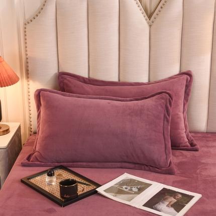 甜之梦 2025新款牛奶绒单品枕套一对紫豆沙