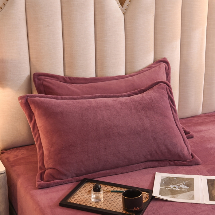 91家纺网 家纺一手货源 找家纺 甜之梦 2025新款牛奶绒单品枕套一对紫豆沙