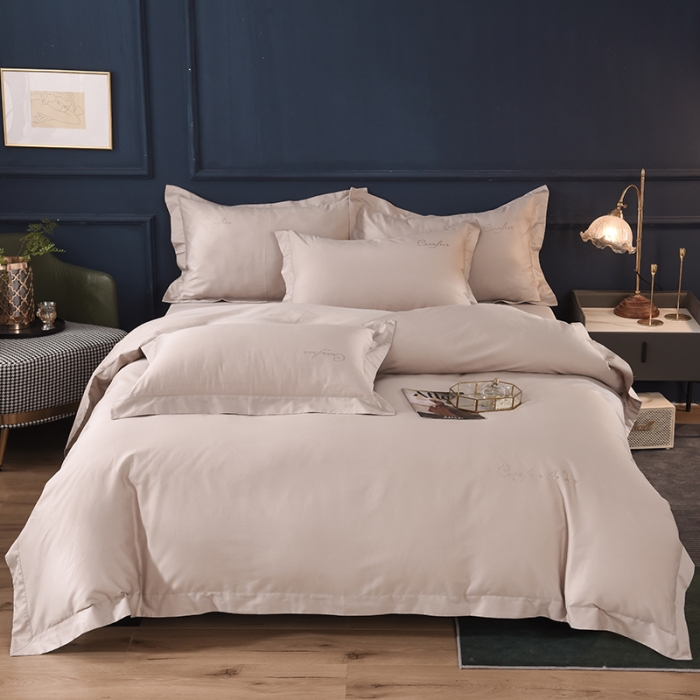 91家纺网 家纺一手货源 找家纺 （总）甜之梦2025新款13374经典工艺款纯色长绒棉四件套