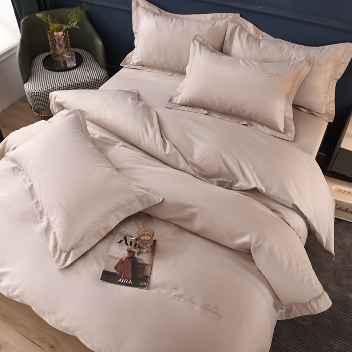 91家纺网 家纺一手货源 找家纺 （总）甜之梦2025新款13374经典工艺款纯色长绒棉四件套