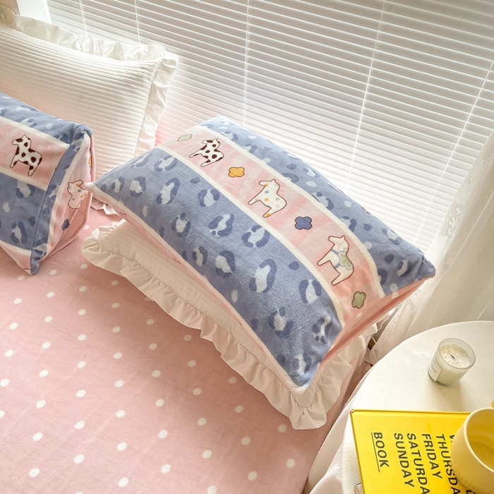 91家纺网 家纺一手货源 找家纺 金爱家 2021新款牛奶绒暖边四件套 多彩豹纹