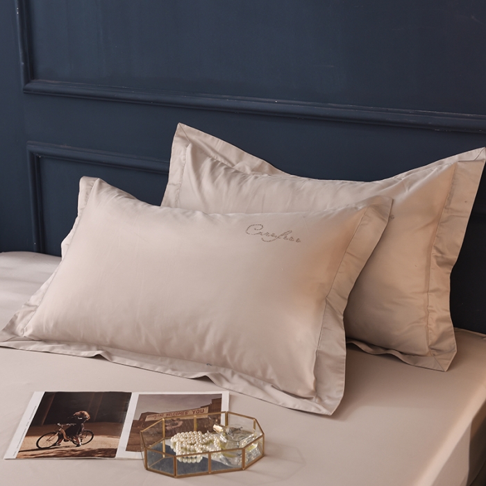 91家纺网 家纺一手货源 找家纺 （总）甜之梦 新款13374经典工艺款纯色长绒棉枕套一对