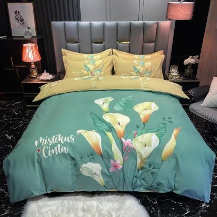 91家纺网 家纺一手货源 找家纺 （总2）金爱家 2021新款大版磨毛花卉系列四件套