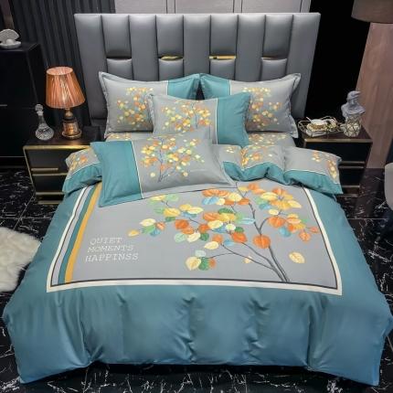 91家纺网 家纺一手货源 找家纺 （总2）金爱家 2021新款大版磨毛花卉系列四件套