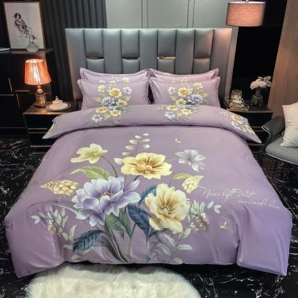 91家纺网 家纺一手货源 找家纺 金爱家 2021新款大版磨毛花卉系列四件套 翡翠罗浮