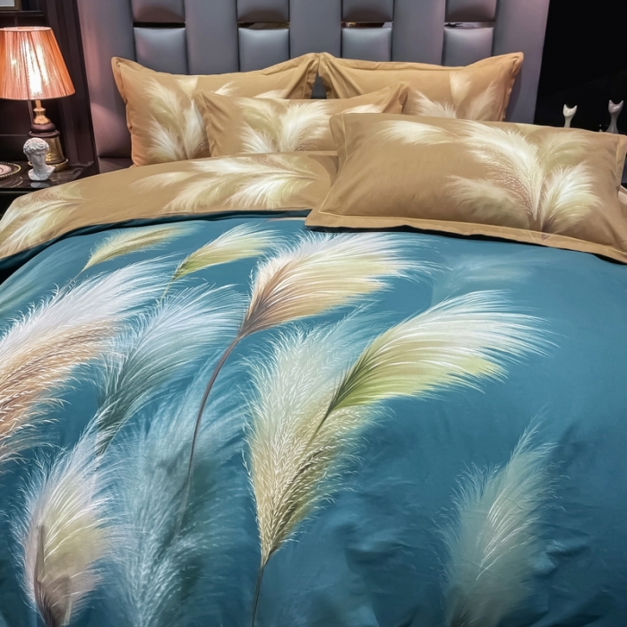 91家纺网 家纺一手货源 找家纺 金爱家 2021新款大版磨毛花卉系列四件套 金穗时光