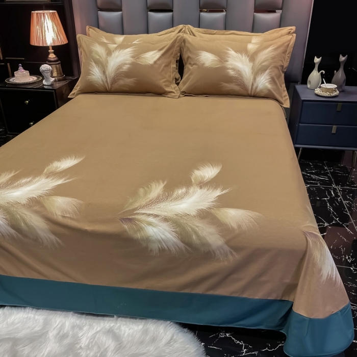 91家纺网 家纺一手货源 找家纺 金爱家 2021新款大版磨毛花卉系列四件套 金穗时光