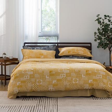 91家纺网 家纺一手货源 找家纺 （总）子和 2021新款A类全棉双层纱大提花四件套