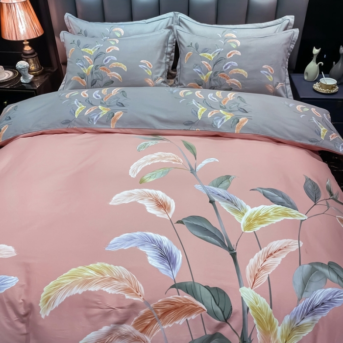 91家纺网 家纺一手货源 找家纺 金爱家 2021新款大版磨毛花卉系列四件套 秋高气爽