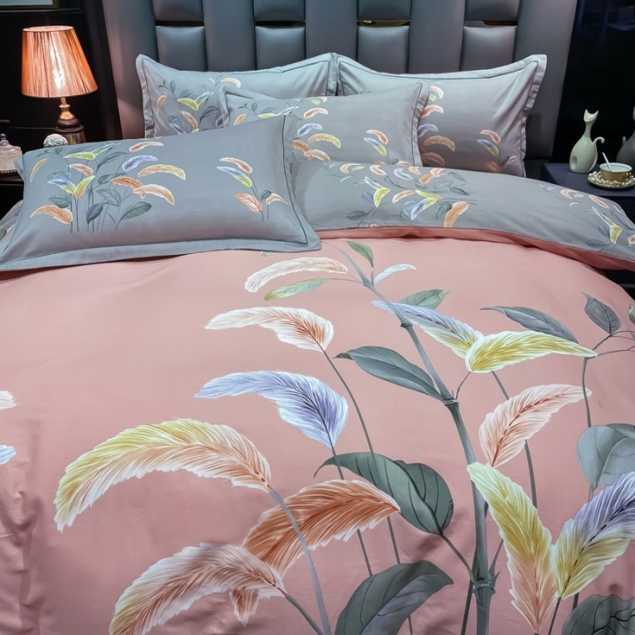 91家纺网 家纺一手货源 找家纺 金爱家 2021新款大版磨毛花卉系列四件套 秋高气爽