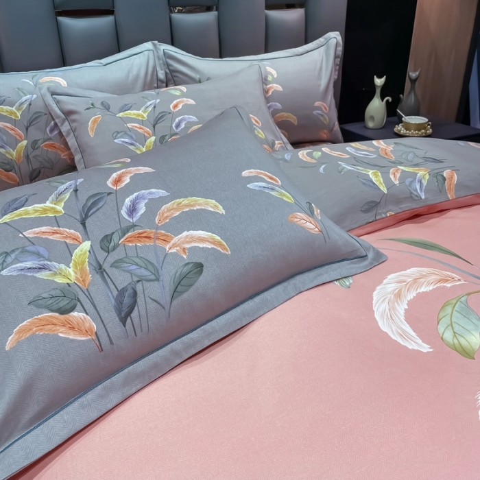 91家纺网 家纺一手货源 找家纺 金爱家 2021新款大版磨毛花卉系列四件套 秋高气爽