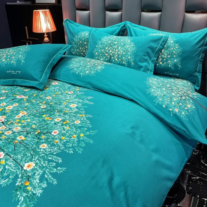 91家纺网 家纺一手货源 找家纺 金爱家 2021新款大版磨毛花卉系列四件套 四季春