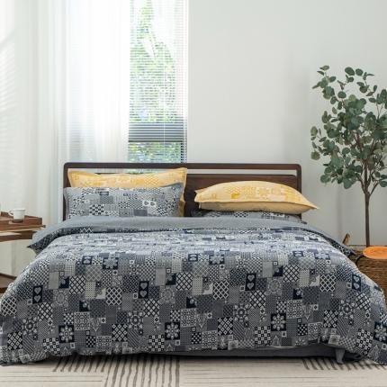 91家纺网 家纺一手货源 找家纺 子和 2021新款A类全棉双层纱大提花四件套 青花