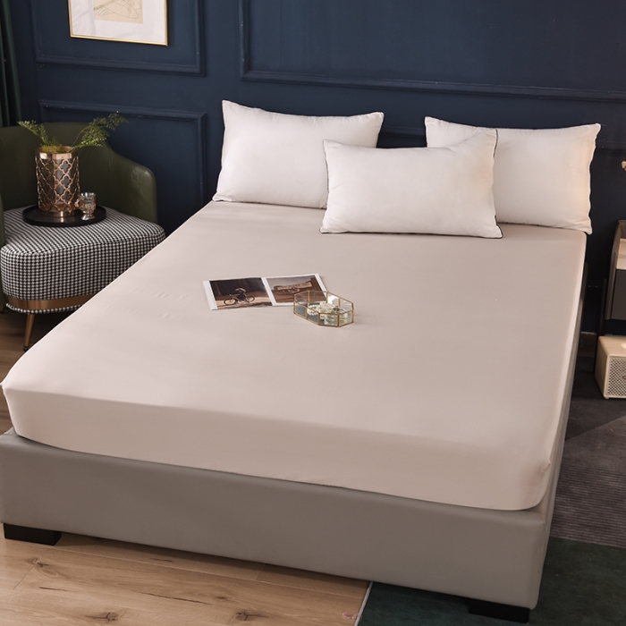 91家纺网 家纺一手货源 找家纺 甜之梦2025新款13374经典北欧风工艺款纯色单床笠 浅灰