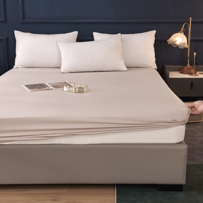 91家纺网 家纺一手货源 找家纺 甜之梦2025新款13374经典北欧风工艺款纯色单床笠 浅灰