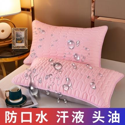91家纺网 家纺一手货源 找家纺 蕾诺 2023新款防水夹棉枕套 粉玉48*74cm一对