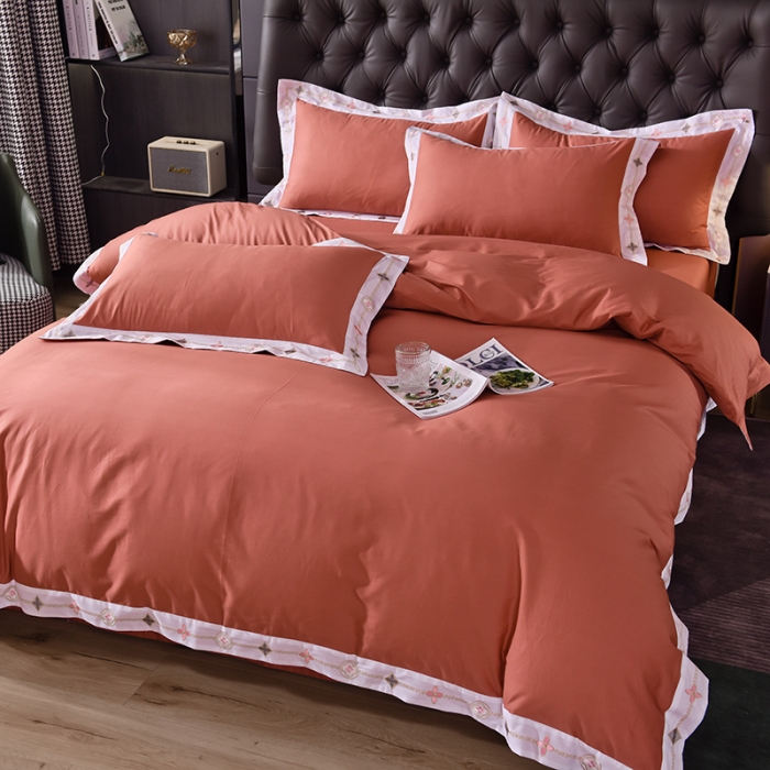 91家纺网 家纺一手货源 找家纺 甜之梦2025新款13374经典北欧风工艺款纯色四件套 咖色