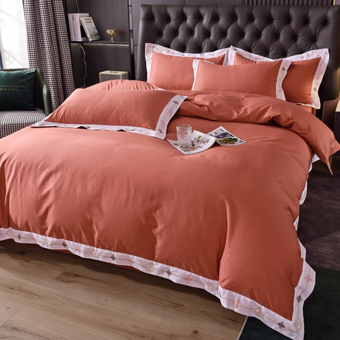 91家纺网 家纺一手货源 找家纺 甜之梦2025新款13374经典北欧风工艺款纯色四件套 咖色