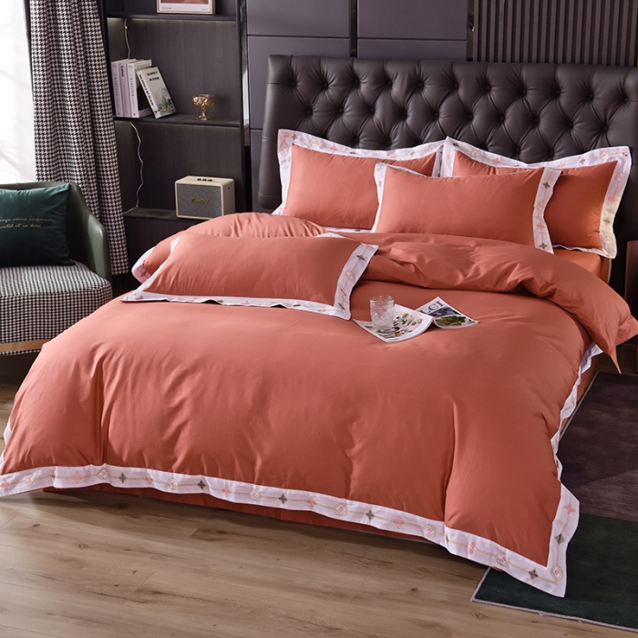 91家纺网 家纺一手货源 找家纺 甜之梦2025新款13374经典北欧风工艺款纯色四件套 咖色