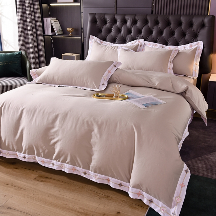 91家纺网 家纺一手货源 找家纺 甜之梦2025新款13374经典北欧风工艺款纯色四件套 浅灰