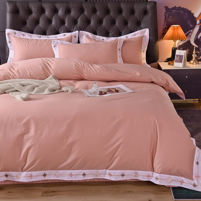 91家纺网 家纺一手货源 找家纺 甜之梦2025新款13374经典北欧风工艺款纯色四件套 玉色