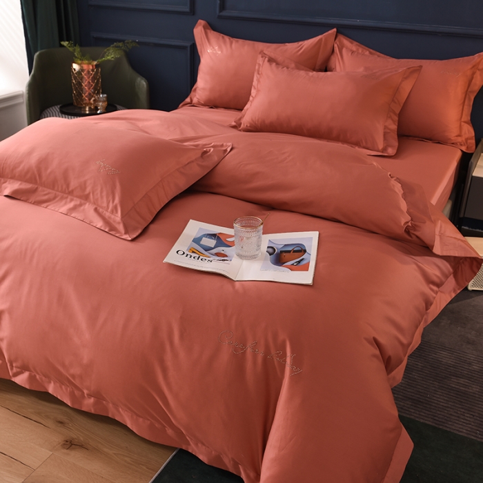 91家纺网 家纺一手货源 找家纺 甜之梦2025新款13374经典工艺款纯色长绒棉四件套 咖色