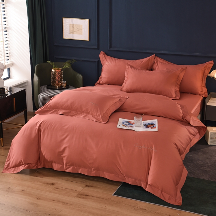 91家纺网 家纺一手货源 找家纺 甜之梦2025新款13374经典工艺款纯色长绒棉四件套 咖色