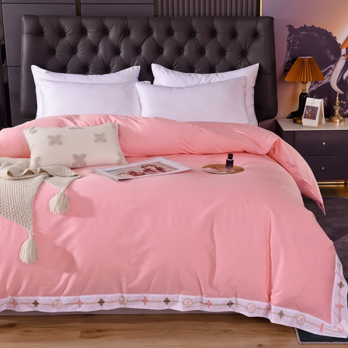 91家纺网 家纺一手货源 找家纺 甜之梦2025新款13374经典北欧风工艺款纯色单被套 粉色