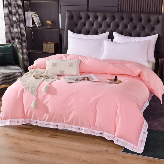 91家纺网 家纺一手货源 找家纺 甜之梦2025新款13374经典北欧风工艺款纯色单被套 粉色