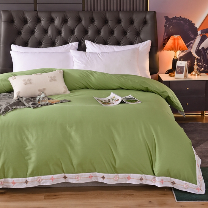 91家纺网 家纺一手货源 找家纺 甜之梦2025新款13374经典北欧风工艺款纯色单被套 果绿