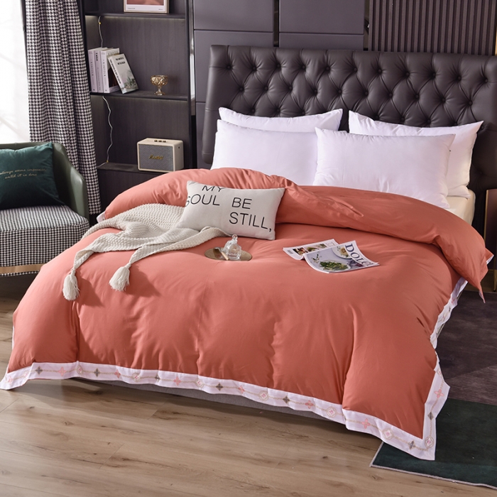 91家纺网 家纺一手货源 找家纺 甜之梦2025新款13374经典北欧风工艺款纯色单被套 咖色