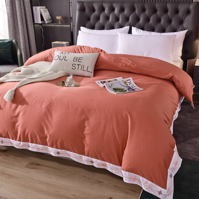 91家纺网 家纺一手货源 找家纺 甜之梦2025新款13374经典北欧风工艺款纯色单被套 咖色