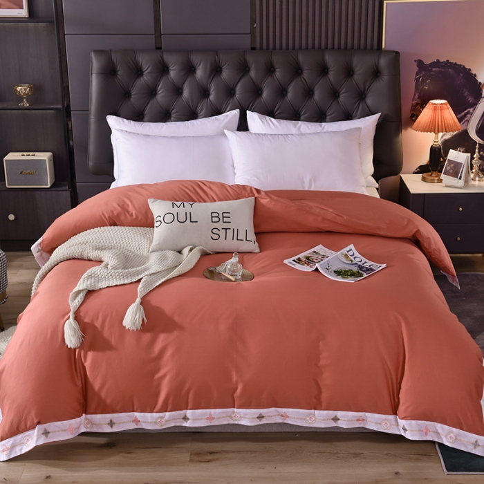 91家纺网 家纺一手货源 找家纺 甜之梦2025新款13374经典北欧风工艺款纯色单被套 咖色