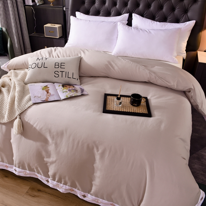 91家纺网 家纺一手货源 找家纺 甜之梦2025新款13374经典北欧风工艺款纯色单被套 浅灰