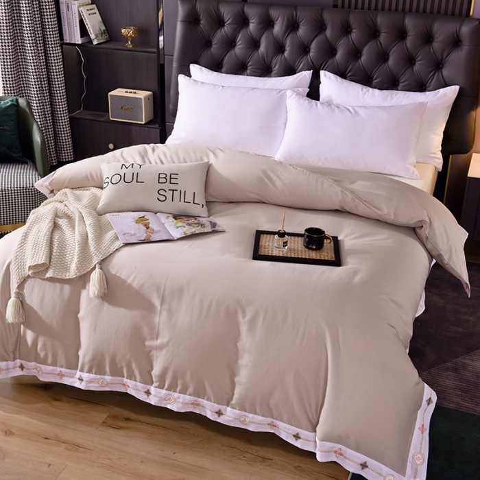 91家纺网 家纺一手货源 找家纺 甜之梦2025新款13374经典北欧风工艺款纯色单被套 浅灰