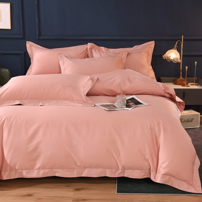 91家纺网 家纺一手货源 找家纺 甜之梦2025新款13374经典工艺款纯色长绒棉四件套 玉色