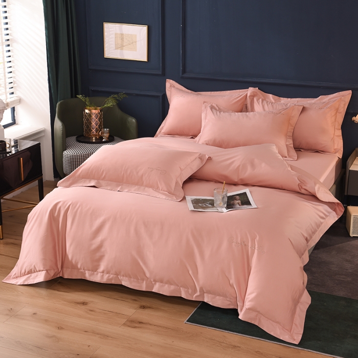 91家纺网 家纺一手货源 找家纺 甜之梦2025新款13374经典工艺款纯色长绒棉四件套 玉色