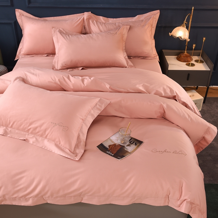 91家纺网 家纺一手货源 找家纺 甜之梦2025新款13374经典工艺款纯色长绒棉四件套 玉色