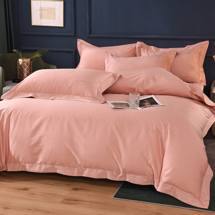 91家纺网 家纺一手货源 找家纺 甜之梦2025新款13374经典工艺款纯色长绒棉四件套 玉色