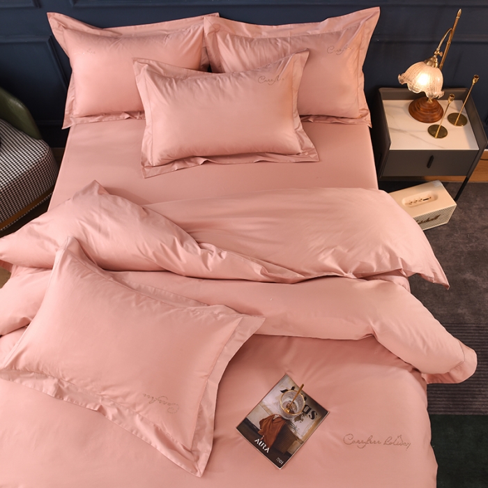 91家纺网 家纺一手货源 找家纺 甜之梦2025新款13374经典工艺款纯色长绒棉四件套 玉色