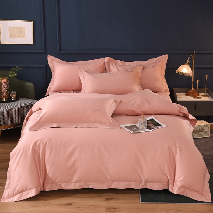 91家纺网 家纺一手货源 找家纺 甜之梦2025新款13374经典工艺款纯色长绒棉四件套 玉色