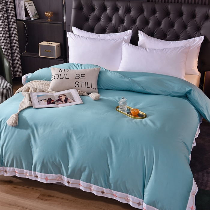 91家纺网 家纺一手货源 找家纺 2025新款13374经典北欧风工艺款纯色单被套 深海蓝