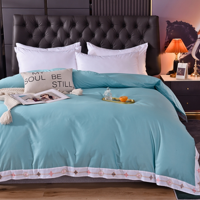 91家纺网 家纺一手货源 找家纺 2025新款13374经典北欧风工艺款纯色单被套 深海蓝