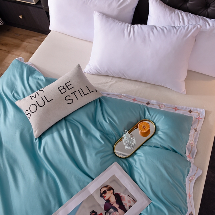 91家纺网 家纺一手货源 找家纺 2025新款13374经典北欧风工艺款纯色单被套 深海蓝